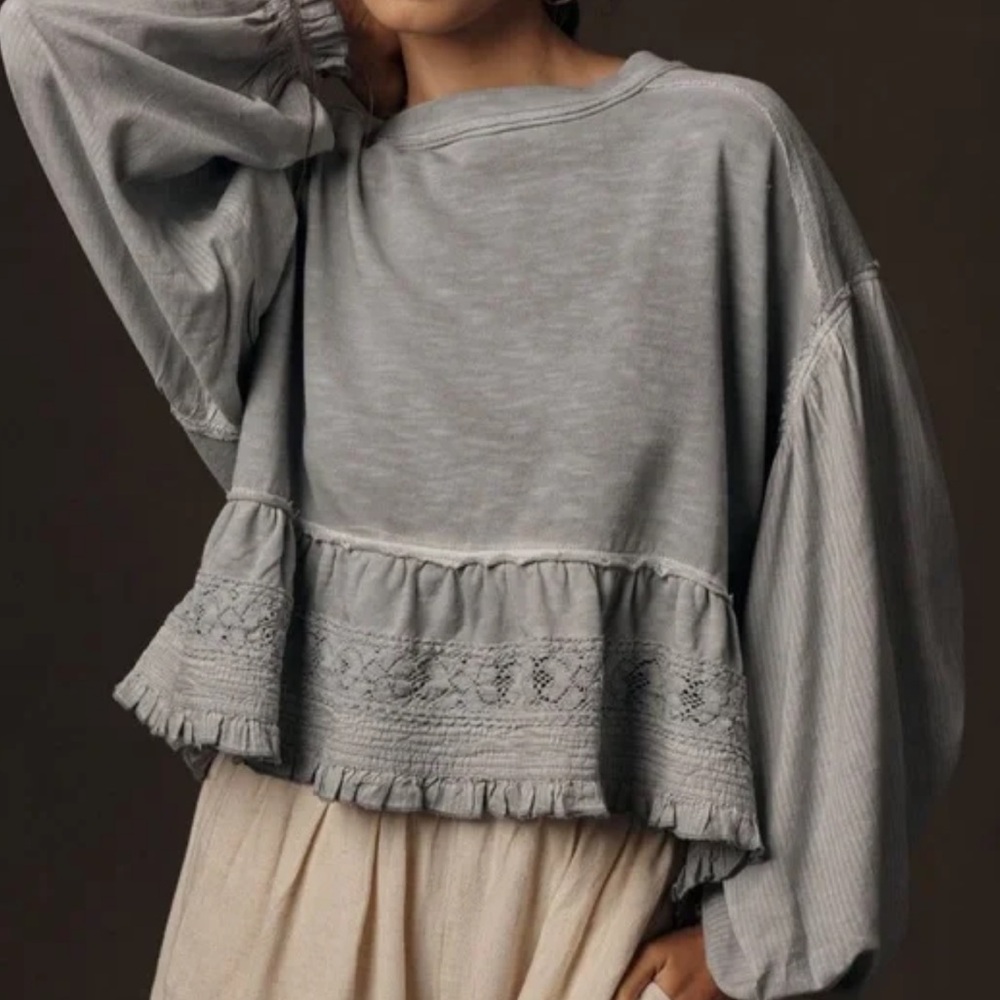 Pilcro Cropped Babydoll Top Size XXS